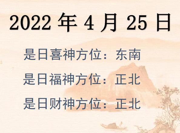 2022年4月25日財神方位查詢-2022年4月25日財神喜神福神方位大全