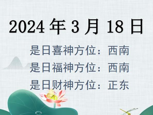 2024年3月18日財神方位查詢-2024年3月18日財神喜神福神方位大全