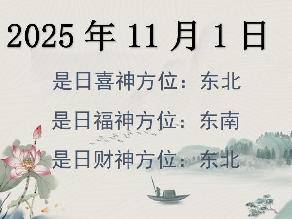 2025年11月1日財神方位查詢-2025年11月1日財神喜神福神方位大全