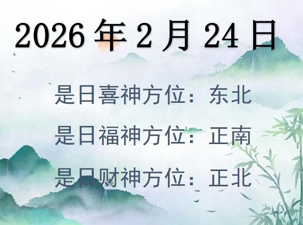 2026年2月24日財(cái)神方位查詢-2026年2月24日財(cái)神喜神福神方位大全